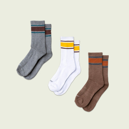 Stripe 3 pack Crew Sock