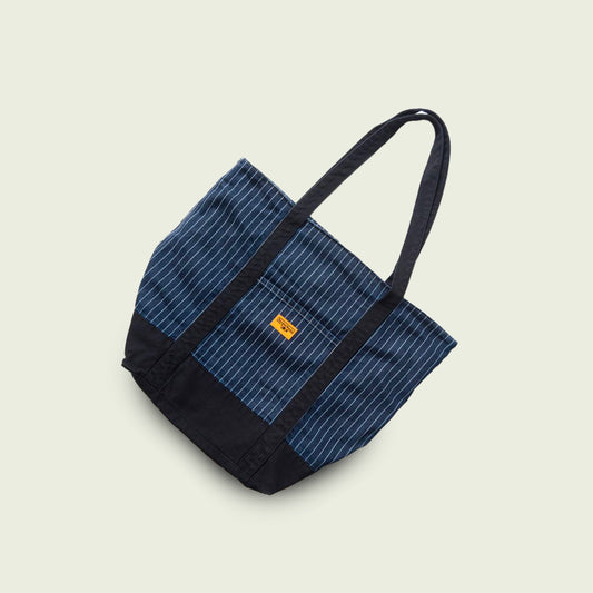 Pinstripe Denim Tote